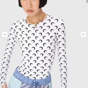 Marine Serre RECYCLED MOON JERSEY SECOND SKIN CREWNECK TOP